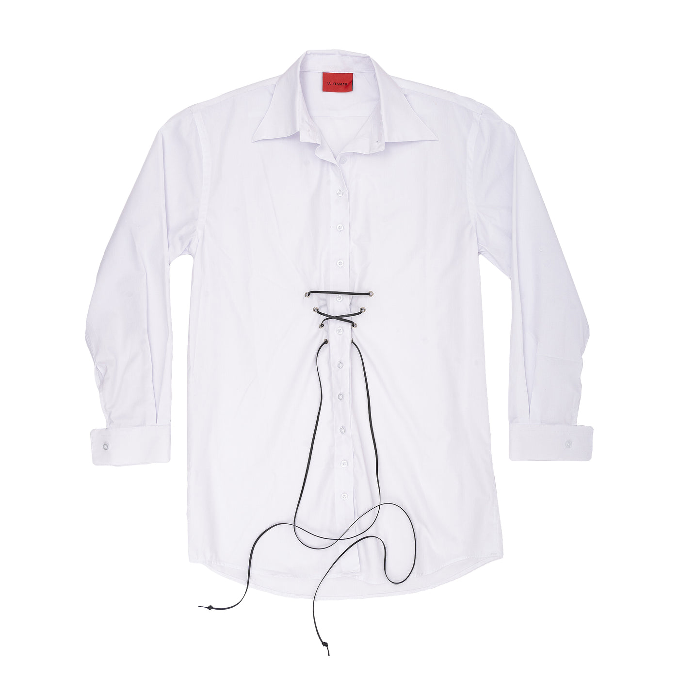 OVERSIZED SHIRT WITH LEATHER TIE-CORD - laflammeparis